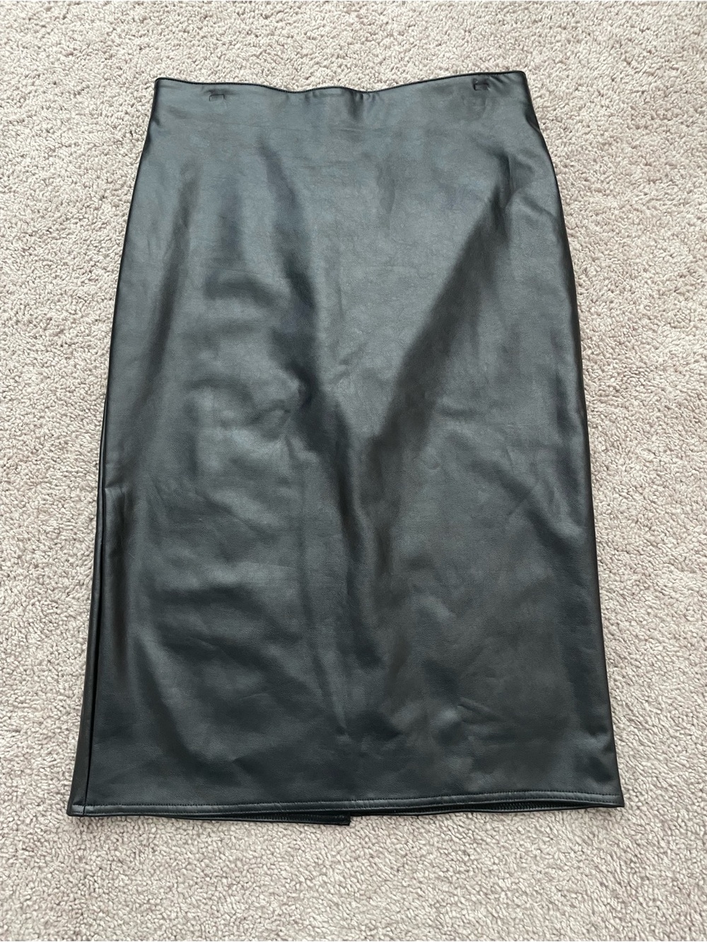 Black Faux Leather Pencil Skirt - Women